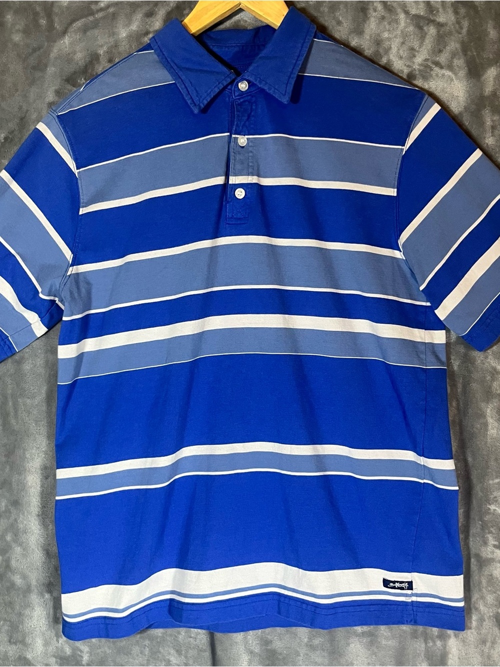 Vintage Billabong Blue & White Horizontal Stripe Polo